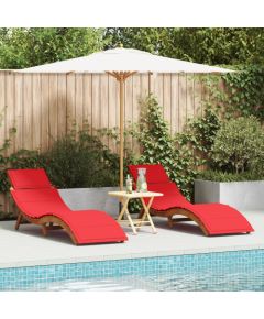 Vidaxl Leżaki z poduszkami 2 szt. Czerwone, z litego drewna akacjowego Шезлонги и пляжные стулья