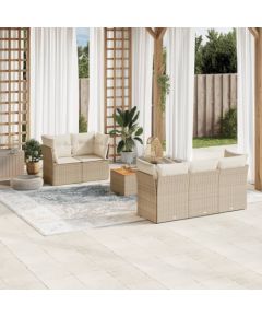 vidaXL 6-częsciowy zestaw mebli ogrodowych z poduszkami, beżowy, polirattan Dārza mēbeļu komplekti