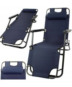 Extralink Leżak ogrodowy rozkładany z poduszką Black Forest, Granatowy Шезлонги и пляжные стулья