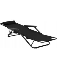 Extralink Leżak ogrodowy rozkładany z poduszką Black Forest, czarny Шезлонги и пляжные стулья