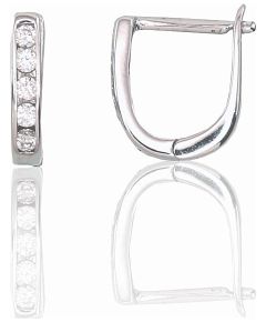 Серебряные серьги на английском замке #2202950(PRh-Gr)_CZ, Серебро 925°, родий (покрытие), Цирконы, 0.8 гр. Ar "angļu" slēdzēju