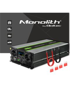 Qoltec Pure Sine Wave Inverter Monolith | 3000W | 6000W | 24V to 230V | LCD Strāvas pārveidotāji
