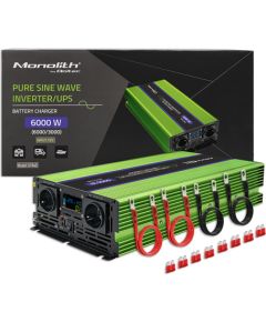Qoltec Pure Sine Wave Inverter Monolith | battery charger | UPS | 3000W | 6000W | 12V to 230V | LCD Strāvas pārveidotāji