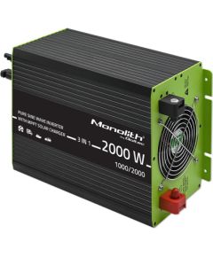 Qoltec Monolith 3-in-1 solar inverter with AC 10A charging function | MPPT 40A | UPS | ATS | 1000W | 2000W | 12V to 230V | Pure Sine Wave Strāvas pārveidotāji