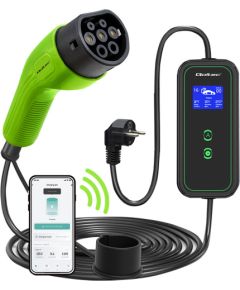 Qoltec Mobile EV charger with adjustable 2in1 Type2 | 3.5kW | 230V | SCHUKO 16A | Wi-fi | LCD | Portable | Wallbox | 5m Elektro Auto lādēšanas piederumi