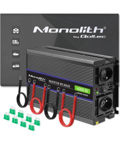 Qoltec Monolith voltage converter 4000 MS Wave |12V to 230V | 2000/4000W | USB Strāvas pārveidotāji