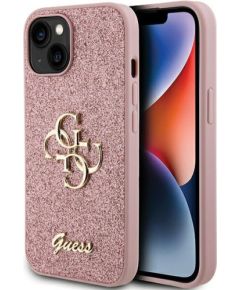 Guess Glitter Script Big 4G Back Case Aizsargapvalks Priekš Apple iPhone 15 Plus Neoriģinālie Maciņi