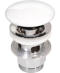 Gustavsberg izlietnes push-open izplūde ar baltu dekoratīvo vāciņu Sifoni