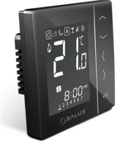 Salus bezvadu termostats VS10BRF 230V, programmējams, iebūvējams, melns Silto grīdu sistēmas