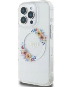 Guess IML Flowers Wreath MagSafe Case Aizsargapvalks Priekš Apple iPhone 16 Pro Max Neoriģinālie Maciņi