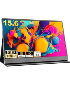 ZEUSLAP 15.6 Inch Touch Screen Portable Monitor, 1080P Second External Travel Touchscreen Portable USB-C Computer Monitor with Case & Speakers for Laptop, Phone, SWTICH, PS4/PS5, etc. Monitori