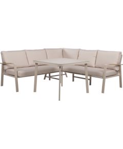 Garden furniture set UPLAND table and corner sofa, beige Jaunumi -Dārzam