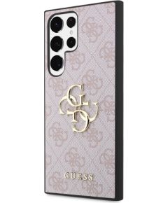 Guess PU 4G Metal Logo Case Aizsargapvalks priekš Samsung Galaxy S23 Ultra / rozā Neoriģinālie Maciņi
