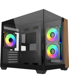 Cooler Master Elite 481 Wood (black/wood, tempered glass x 2) Datoru korpusi