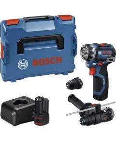 Bosch Powertools cordless drill/driver GSR 12V-32 FC Professional, 12Volt (blue/black, 2x Li-ion battery 2.0Ah, L-BOXX, metal drill chuck attachment, hammer drill attachment) Новинки Для дома и сада 