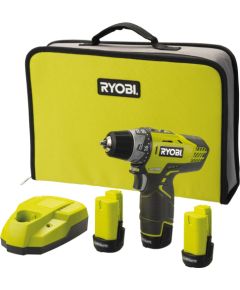 Ryobi cordless compact screwdriver R12DD-220S, 12 volts (green/black, Li-ion battery 2.0 Ah, tool bag) Новинки Для дома и сада 
