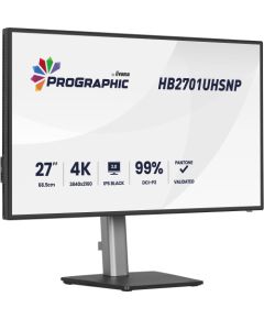 iiyama ProGraphic HB2701UHSNP-B1, LED monitor - 27 - black (matt), UltraHD/4K, IPS, HDMI, DP, USB-C, USB hub Monitori