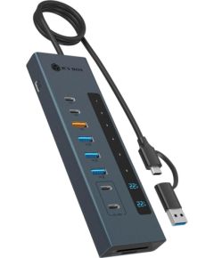 Raidsonic ICY BOX IB-HUB1742CR-C2PD, docking station light blue, USB-A, USB-C, SD, microSD Новинки Компьютерная техника