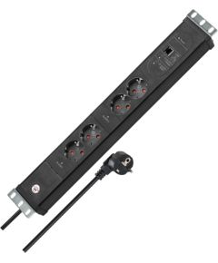 Brennenstuhl Premium-Web-Line V3 Internet power strip 19" 4-way, 2 Main + 2 Follow black, 1.5U, 3 meter cable, Main-Follow function, LAN connection Strāvas pagarinātāji