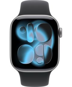 Apple Watch Series 11, smartwatch grey, aluminum, 42 mm, sports strap black M/L, cellular Smart-Watch Pulksteņi