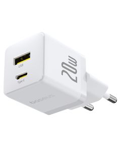 Baseus Sienas ātrais lādētājs Palm 20W USB + USB-C QC3.0 PD3.0, balts Jaunumi - Viedierices