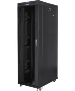 Lanberg Rack cabinet 19" free-standing 42U/800x1200 (flat pack) with glass door, LCD FF01-8242-12BL Black Serveri un to komponentes
