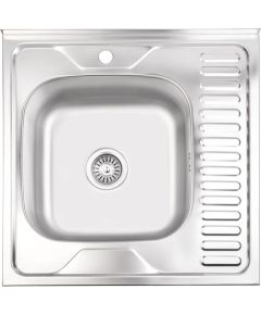 Izlietne virtuves AB 600X600X0.6MM ar virsmu, kreisā, ar sifonu, uzliekamā Jaunumi Sadz. tehnika