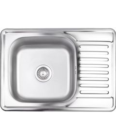 Izlietne virtuves AB 580X480X0.8MM ar virsmu, abpusēja, satīna, ar sifonu Jaunumi Sadz. tehnika