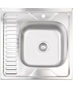 Izlietne virtuves AB 600X600X0.6MM ar virsmu, labā, ar sifonu, uzliekamā Jaunumi Sadz. tehnika