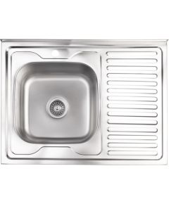 Izlietne virtuves AB 800X600X0.6MM ar virsmu, kreisā, ar sifonu, uzliekamā Jaunumi Sadz. tehnika