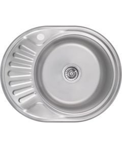 Izlietne virtuves AB 570X450X0.8MM ar virsmu, labā, satīna, ar sifonu Jaunumi Sadz. tehnika