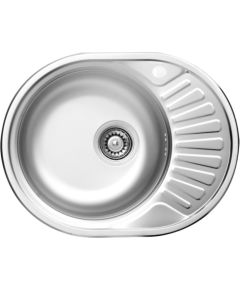 Izlietne virtuves AB 570X450X0.8MM ar virsmu, kreisā, satīna, ar sifonu Jaunumi Sadz. tehnika