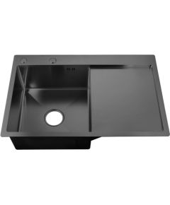 Izlietne NT AB 780x510x200mm ar virsmu, kreisā, grafīta, ar sifonu Jaunumi Sadz. tehnika