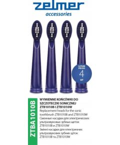 Końcówka Zelmer KOŃCÓWKI DO SZCZOTECZKI ZELMER ZTBA1010B 4szt/kpl niebieskie Uzgaļi elektriskajām zobu birstēm