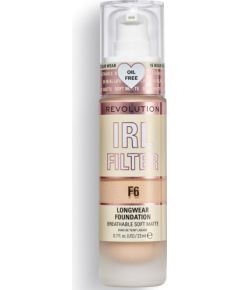 Makeup Revolution, IRL Filter, Oil Free, Long Wear, Cream Foundation, F6, 23 ml Sejas kopšana