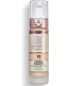 Makeup Revolution, IRL Filter, Oil Free, Long Wear, Cream Foundation, F2, 23 ml Sejas kopšana