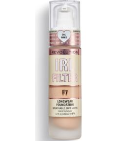 Makeup Revolution, IRL Filter, Oil Free, Long Wear, Cream Foundation, F7, 23 ml Sejas kopšana