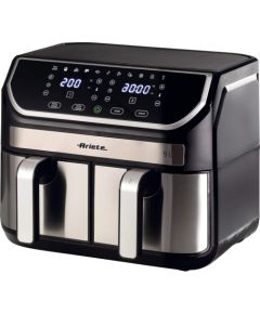 Ariete Dual Metal 9L hot air fryer, stainless steel/black, 2100 watts, 2 baskets of 4.5 liters each Жидкие котлы