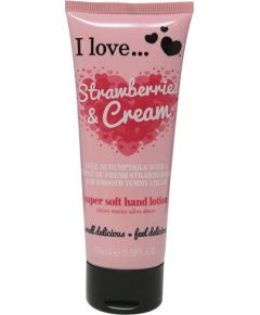 I Love, Originals, Hydrating, Hand Lotion, Strawberries & Cream, 75 ml Ķermeņa kosmētika
