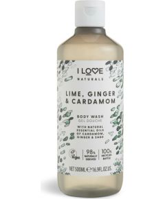 I Love, Naturals Collection, Vegan, Nourishing, Lime, Ginger & Cardamom, Body Wash, 500 ml Гели для душа для тела