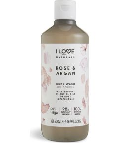 I Love, Naturals Collection, Vegan, Hydrating, Rose & Argan, Body Wash, 500 ml Гели для душа для тела