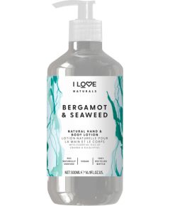 I Love, Naturals Collection, Vegan, Moisturizing, Bergamot & Seaweed, Lotion, For Hands & Body, 500 ml Косметика для тела