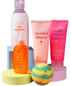 All Of You Set I Love: Coconut Kisses, Hydrating, Body Lotion, 75 ml + Pina Colada , Bath Bomb, 120 g + Golden Sands, Refreshing, Body Spray, 100 ml + Sweet Treats, Hydrating, Shower Gel, For All Skin Types, 75 ml + Cosy Night's, Hydrating, Shower Gel, Fo Парфюмерные наборы