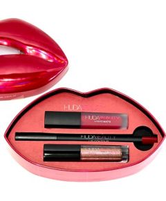 Set Huda Beauty: Huda Beauty, Matte, Liquid Lipstick, 1.9 ml *Miniature + Huda Beauty, Lip Liner, 1.2 g + Lip Strobe, Liquid Lipstick, 2 ml *Miniature Dekoratīvā kosmētika