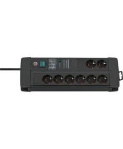 Brennenstuhl Premium-Line 8-way power strip Duo black, 3 meters, 60,000A surge protection Strāvas pagarinātāji