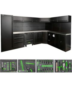 Modulārais mēbeļu komplekts (43 gab.) - MELNS, JBM Darbagaldi un darbnīcu mēbeles 