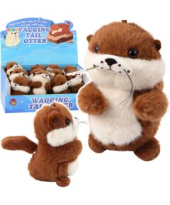 Leantoys Pluszowa Wydra z Kręcącym Ogonkiem Dźwięki Piszczenia Brelok 12,5 cm Мягкие игрушки