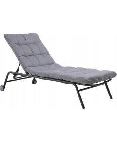 Springos Leżak VIBE Ogrodowy z Poduszką Stalowy Regulacja Czarny Szary Guļamkrēsli un sauļošanās krēsli