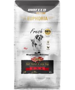 BIOFEED Euphoria Fresh Adult Medium & Large Pork with beef - dry dog food - 12kg Suņu barība