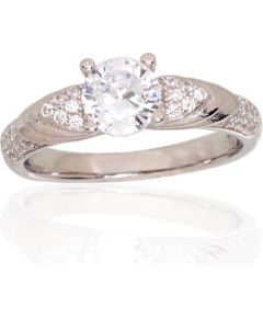 Серебряное кольцо #2101714(PRh-Gr)_CZ, Серебро 925°, родий (покрытие), Цирконы, Размер: 17, 3.3 гр. Saderināšanās gredzeni